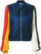 Jw Anderson Knitted Sleeve Bomber Jacket - Blue