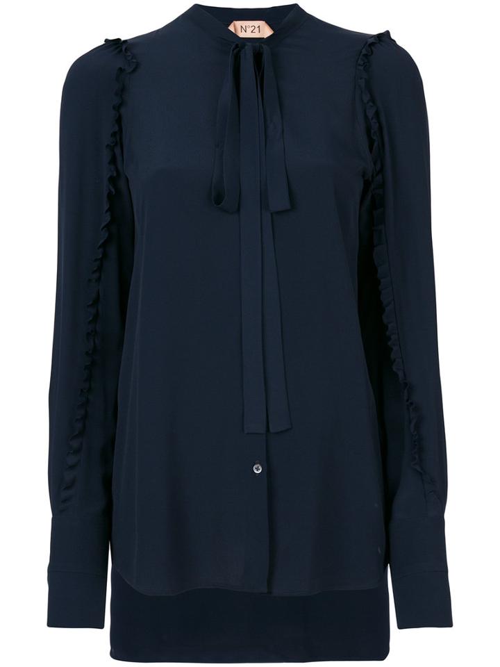 No21 - Classic Neck-tie Blouse - Women - Silk/acetate - 42, Blue, Silk/acetate