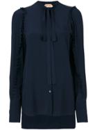 No21 - Classic Neck-tie Blouse - Women - Silk/acetate - 42, Blue, Silk/acetate