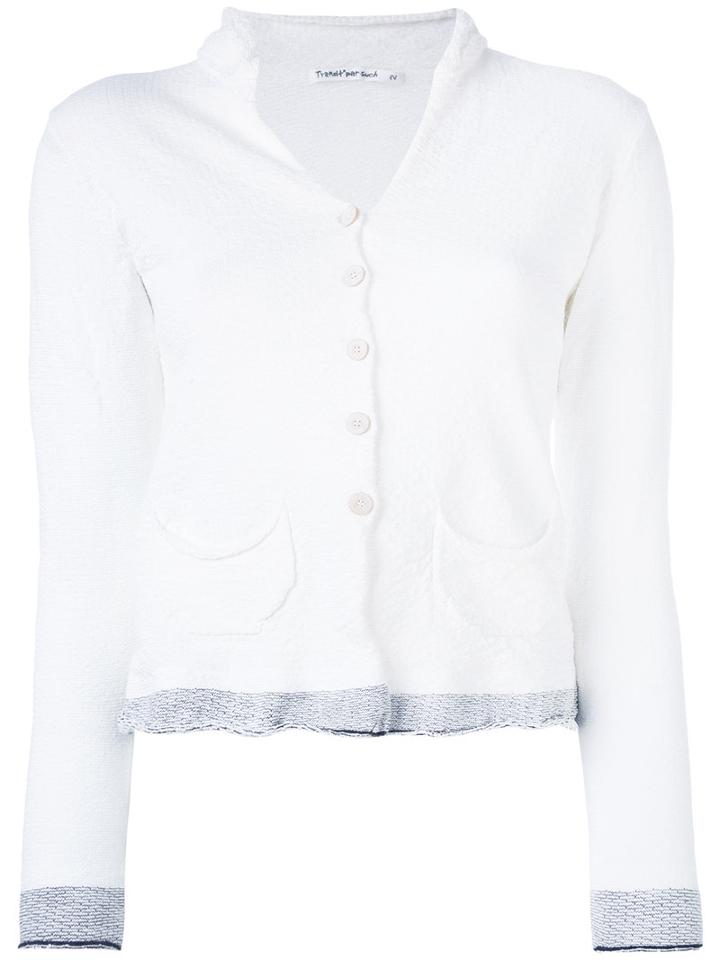 Transit - Contrast Cuff Knitted Cardigan - Women - Cotton/linen/flax/spandex/elastane/viscose - 2, White, Cotton/linen/flax/spandex/elastane/viscose