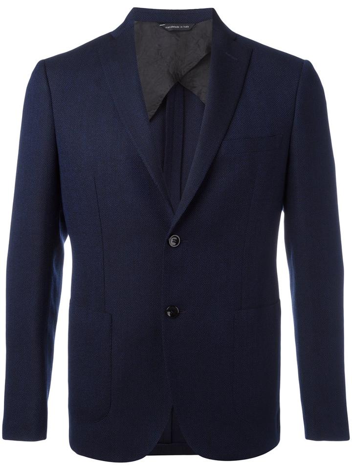 Tonello Notched Lapel Blazer, Men's, Size: 46, Blue, Silk/cupro/mohair/wool