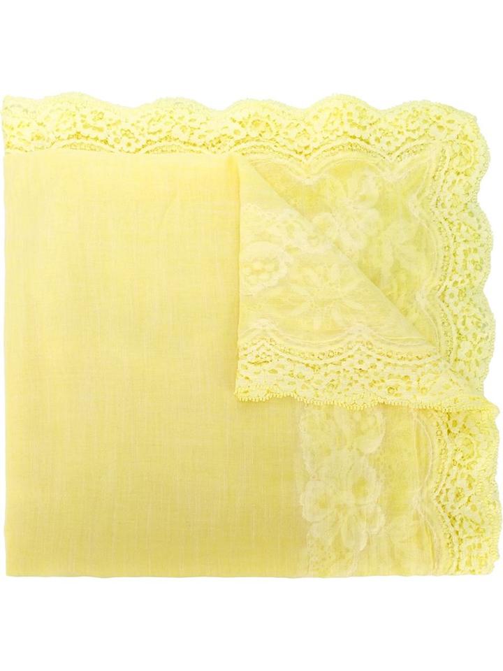 Ermanno Scervino Lace Detail Scarf, Women's, Yellow/orange, Cotton/linen/flax/polyamide
