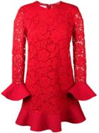 Valentino Ruffled Lace Dress - Red