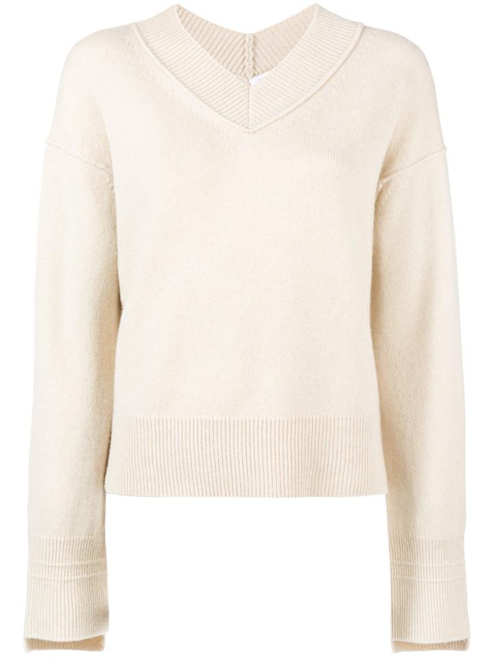 Helmut Lang V-neck Sweater - Nude & Neutrals