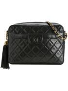Chanel Vintage Cc Logo Chain Fringe Shoulder Bag, Women's, Black