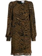 Ganni Tiger Print Dress - Brown