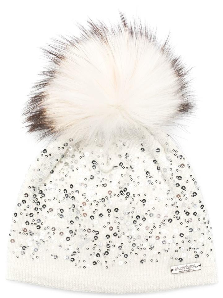 Norton Fur Pom Pom Beanie - White