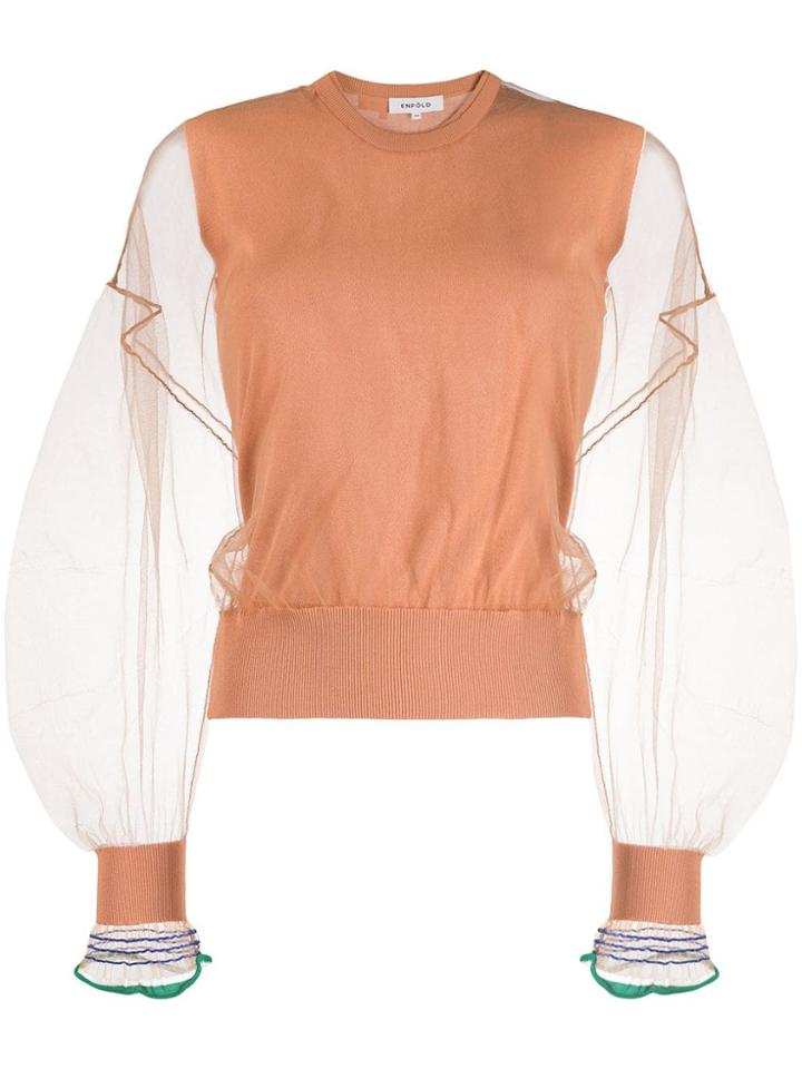 Enföld Sheer Puff Sleeve Top - Neutrals