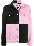 Msgm Two-tone Checkered Denim Jacket - Pink