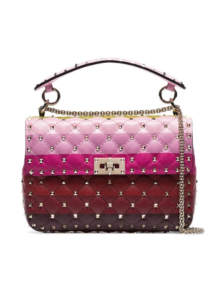 Valentino Stripe Panel Rockstud Spike Medium Shoulder Bag -