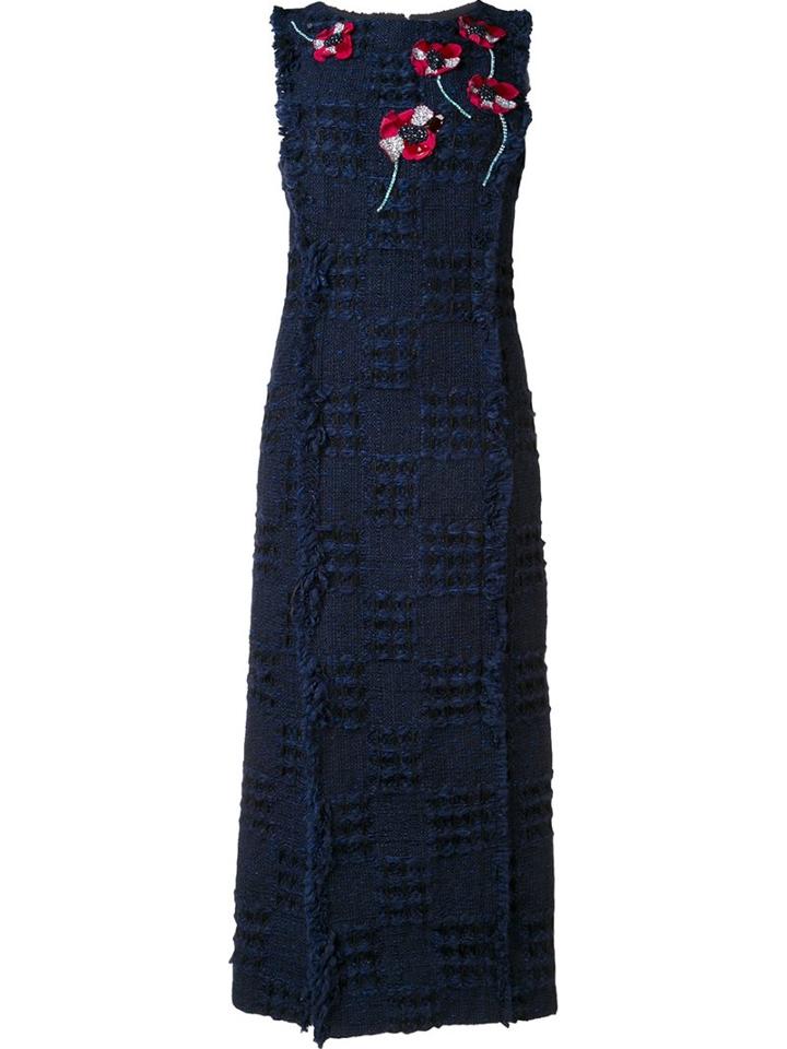 Monique Lhuillier Sleeveless Sheath Dress, Women's, Size: 6, Blue, Silk