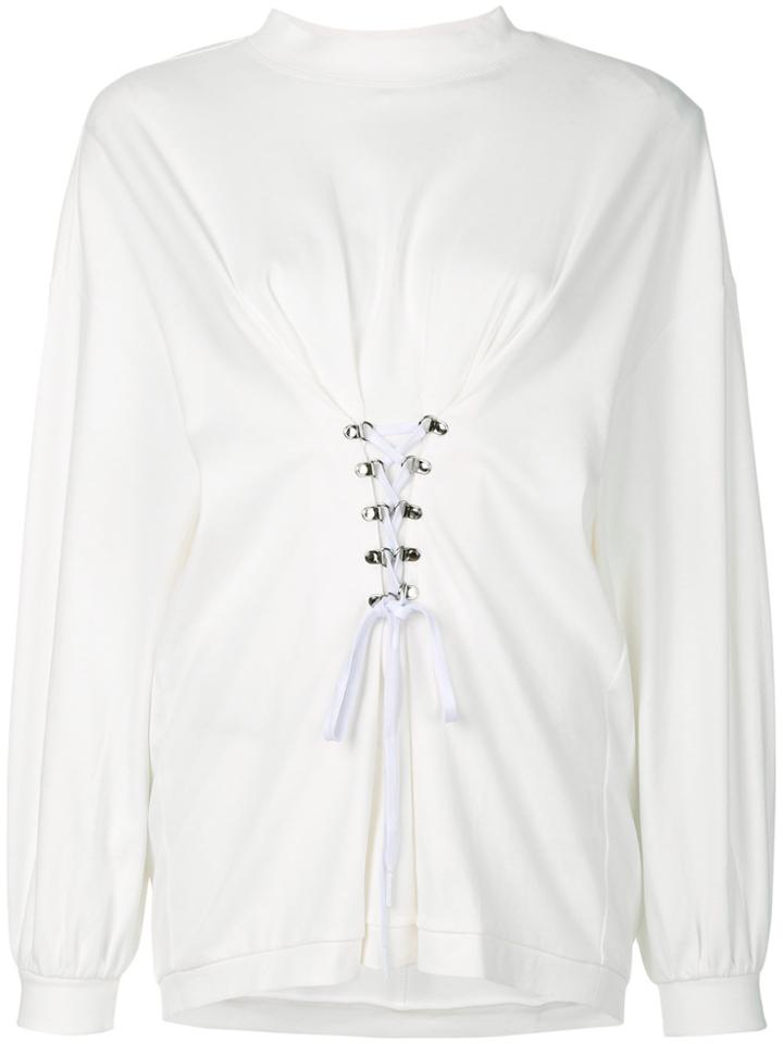 Sjyp Lace-up Detail T-shirt - White