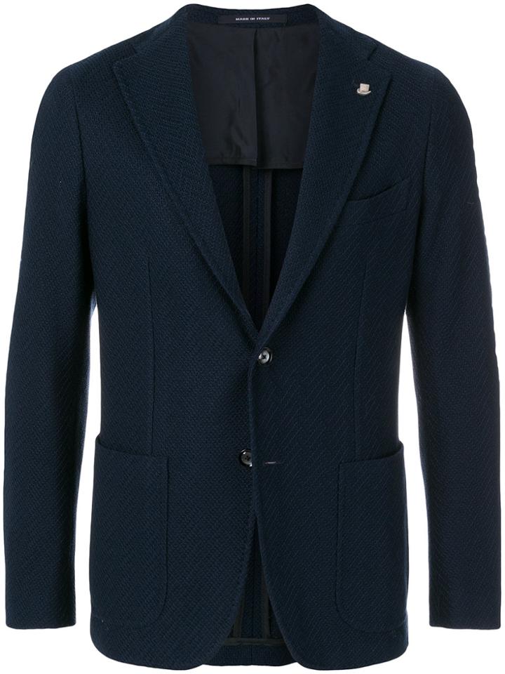 Tagliatore Patterned Singled Breasted Blazer - Blue