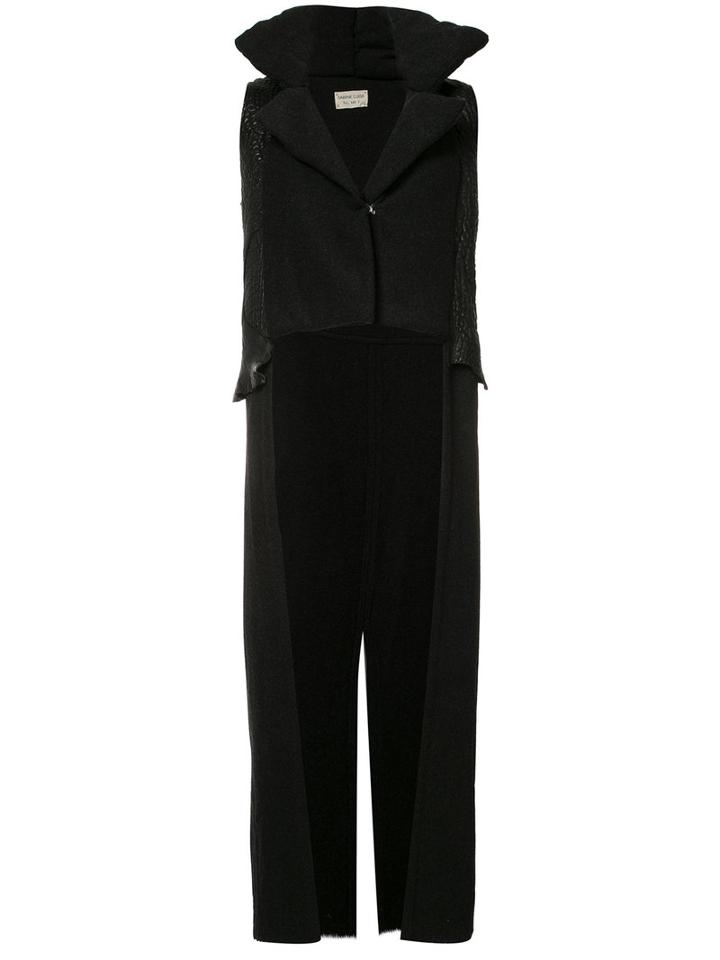 Sabine Luise Asymmetric Leather Panel Coat, Women's, Black, Cashmere/leather