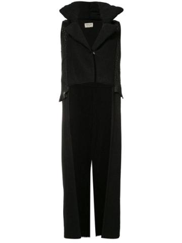 Sabine Luise Asymmetric Leather Panel Coat, Women's, Black, Cashmere/leather