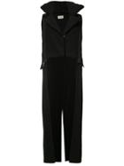 Sabine Luise Asymmetric Leather Panel Coat, Women's, Black, Cashmere/leather