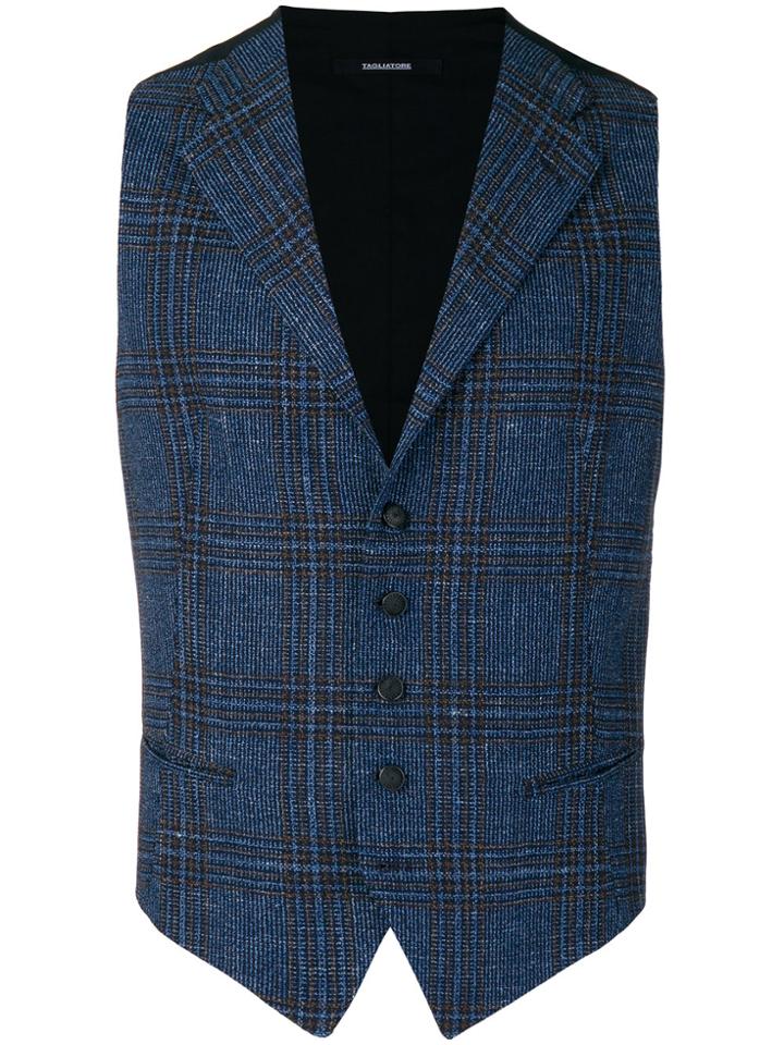 Tagliatore Classic Checked Waistcoat - Blue