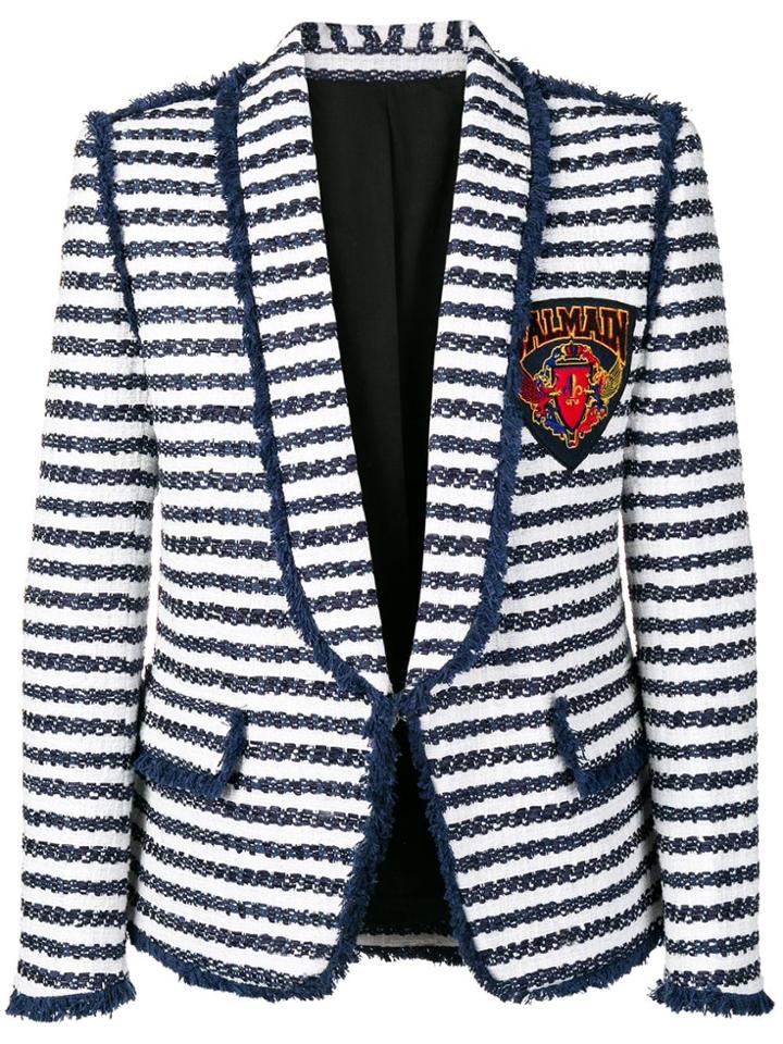 Balmain Striped Blazer - White