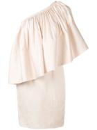 Solace London Asymmetric Ruffle Dress - Neutrals