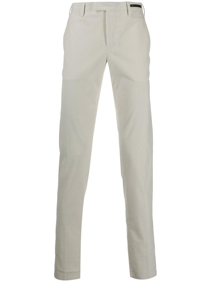 Pt01 Slim Fit Corduroy Trousers - White