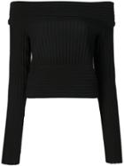 Dvf Diane Von Furstenberg Off-shoulder Ribbed Knit Top - Black