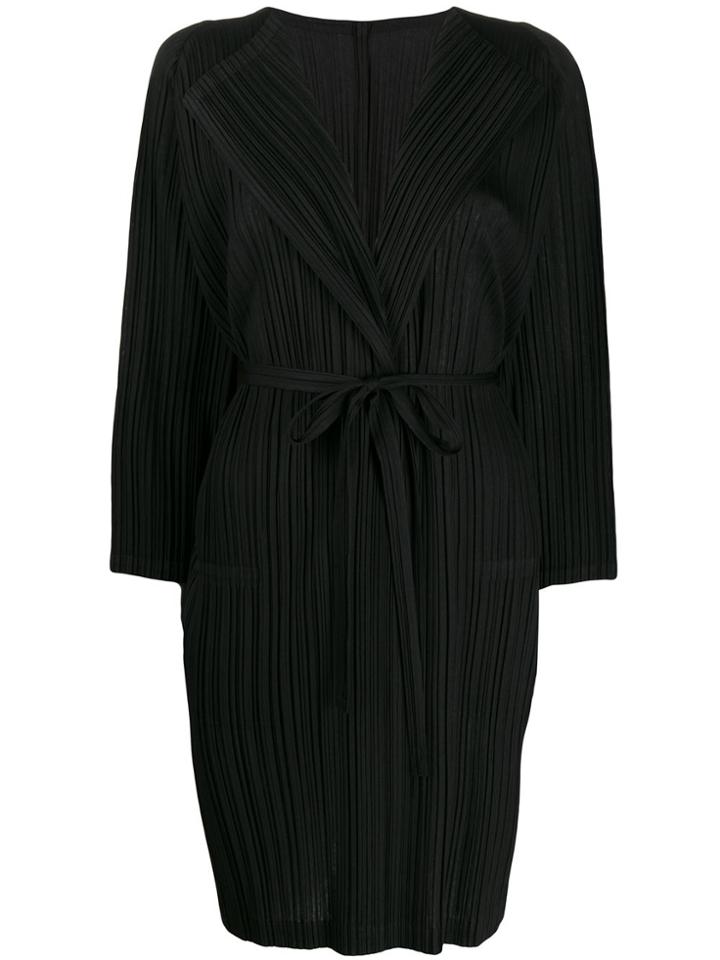Pleats Please Issey Miyake Plissé Belted Cardigan - Black