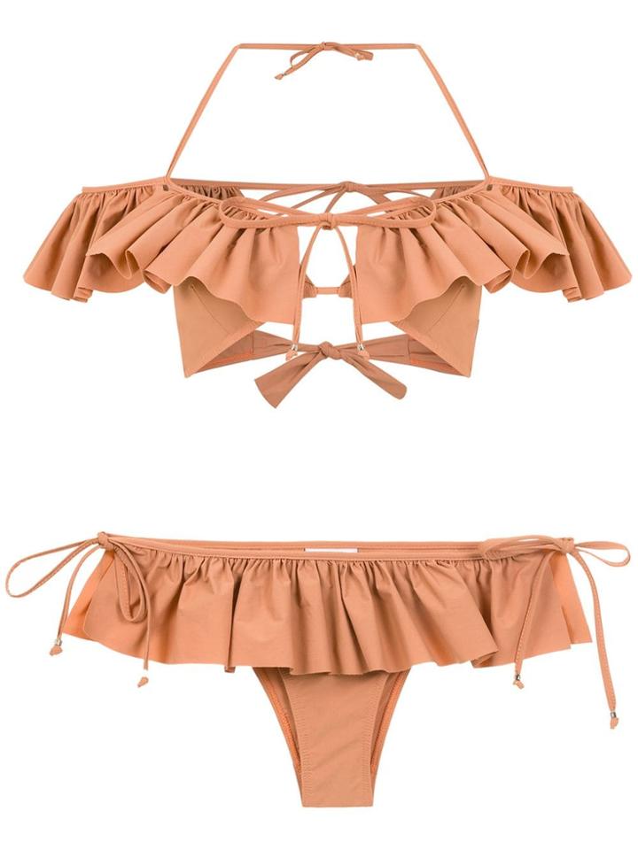 Amir Slama Ruffled Bikini - Neutrals