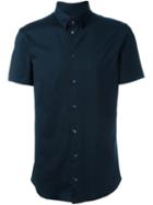 Emporio Armani Short Sleeve Shirt, Men's, Size: 38, Blue, Cotton