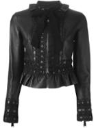 Dsquared2 Embroidered Jacket, Women's, Size: 42, Black, Lamb Skin/viscose/polyamide/polyurethane