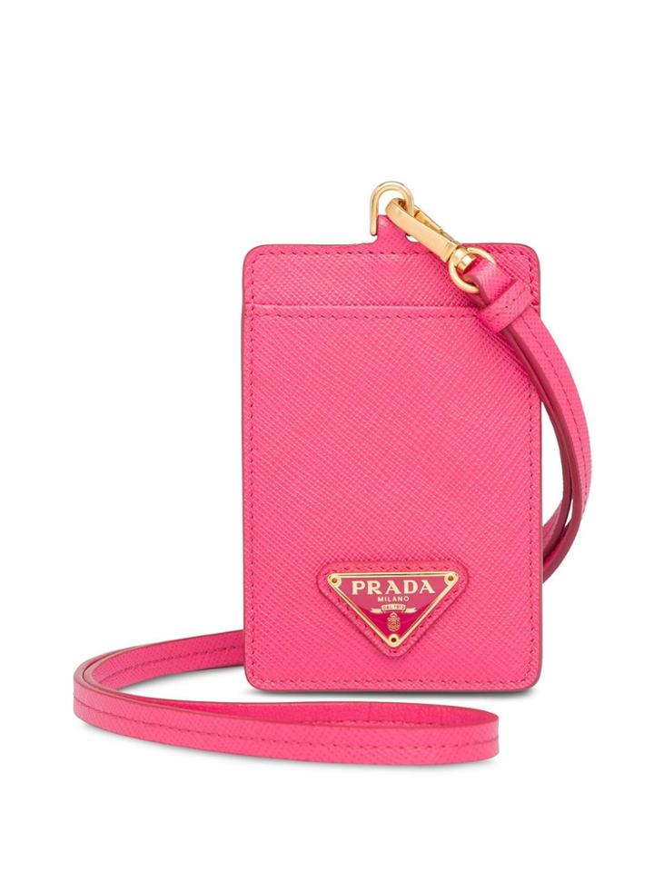 Prada Saffiano Badge Holder - Pink