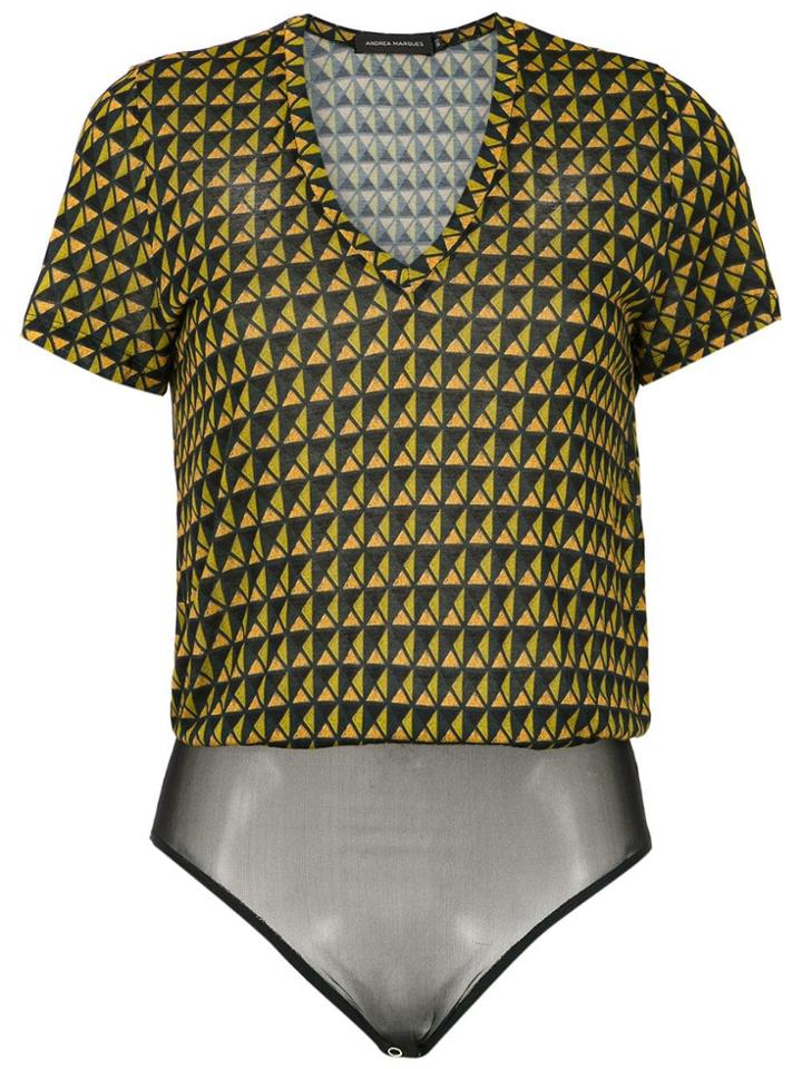 Andrea Marques Printed Bodysuit - Green