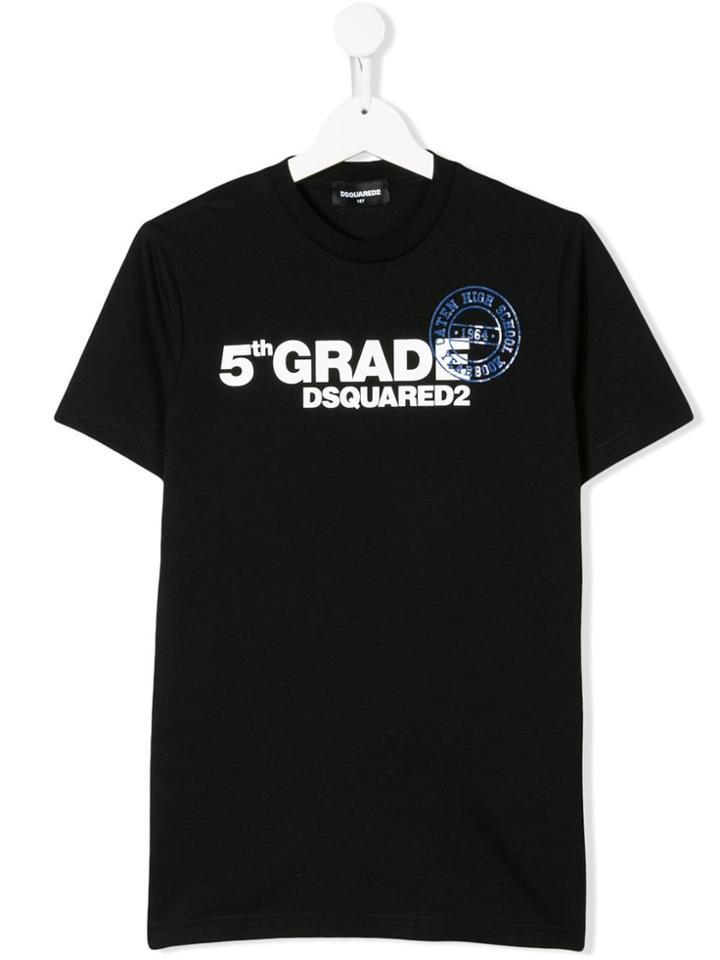 Dsquared2 Kids Teen 5th Grade Print T-shirt - Black
