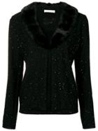 Blumarine Fur Collar Cardigan - Black