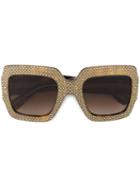 Gucci Rhinestone Embellished Sunglasses, Women's, Brown, Acetate