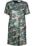 Msgm - Crew Neck Floral Dress - Women - Polyester/metallic Fibre - 42, Green, Polyester/metallic Fibre