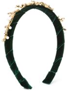 David Charles Kids - Bejewelled Headband - Kids - Brass/velvet/pearl Powder - One Size, Green