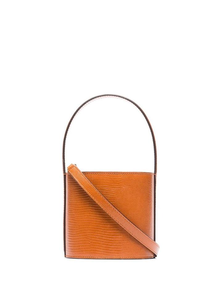 Staud Mini Bisset Lizard-effect Bucket Bag - Brown