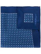 Salvatore Ferragamo Gancio Flower Printed Pocket Square, Men's, Blue, Silk