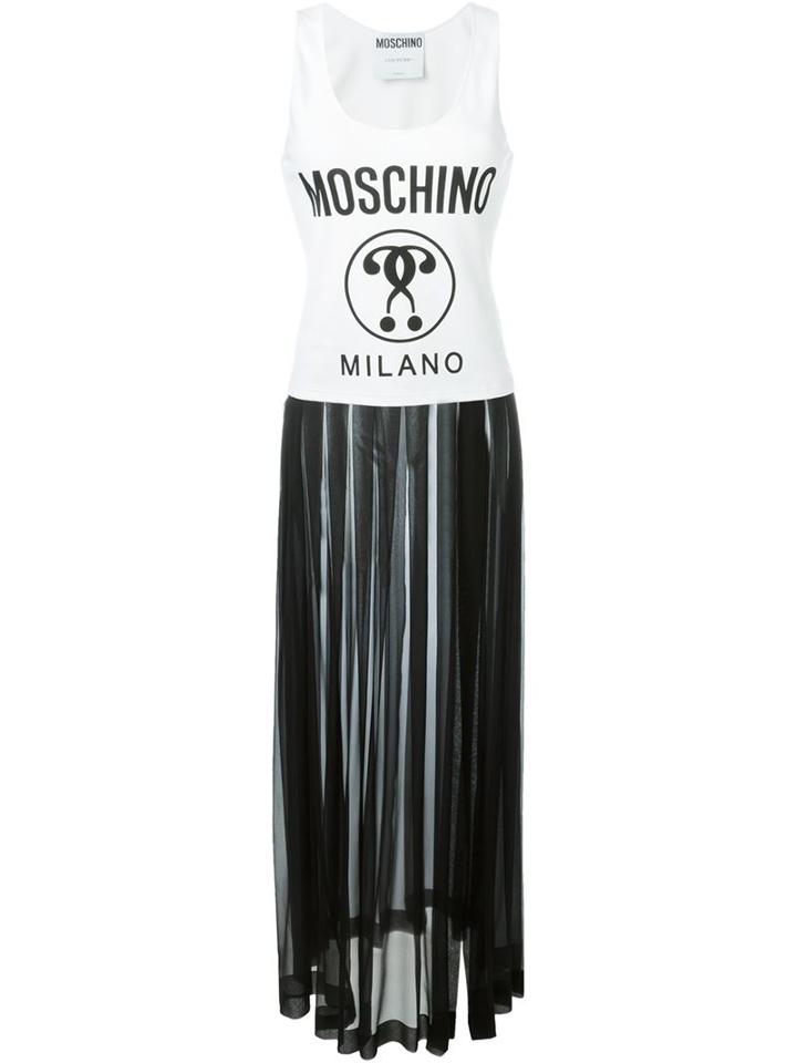 Moschino Double Question Mark Print Tank Dress, Women's, Size: 42, Black, Silk/cotton