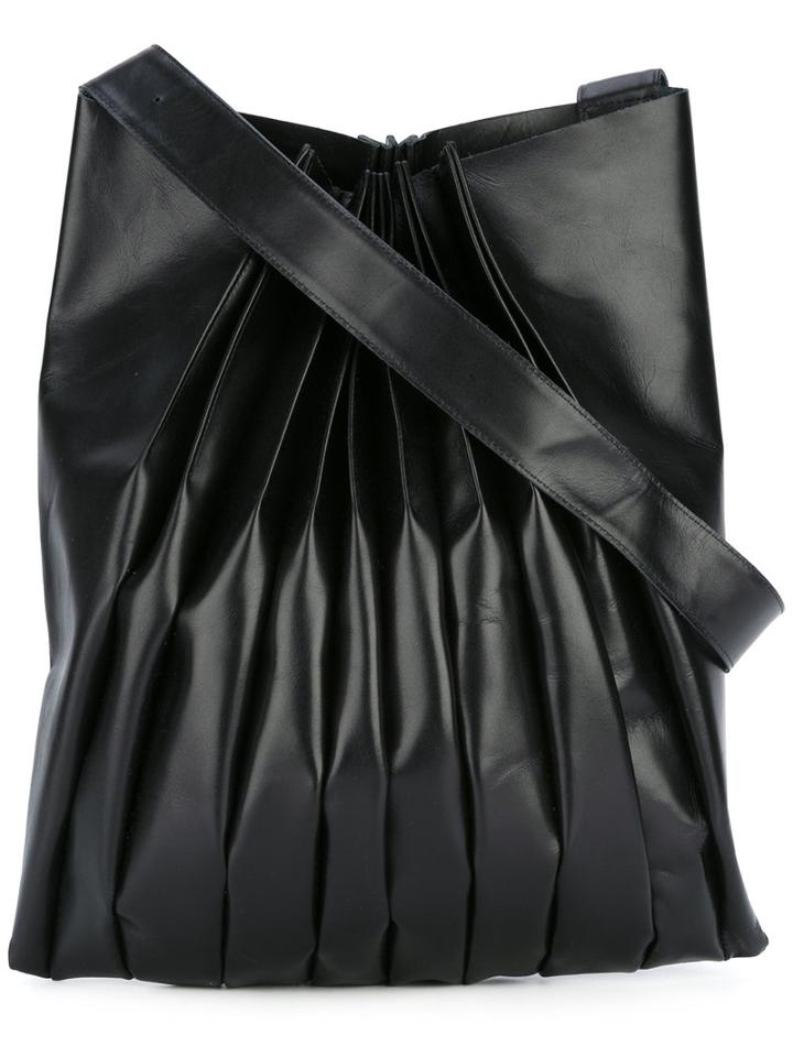 Yohji Yamamoto - Pleated Shoulder Bag - Women - Leather - One Size, Black, Leather
