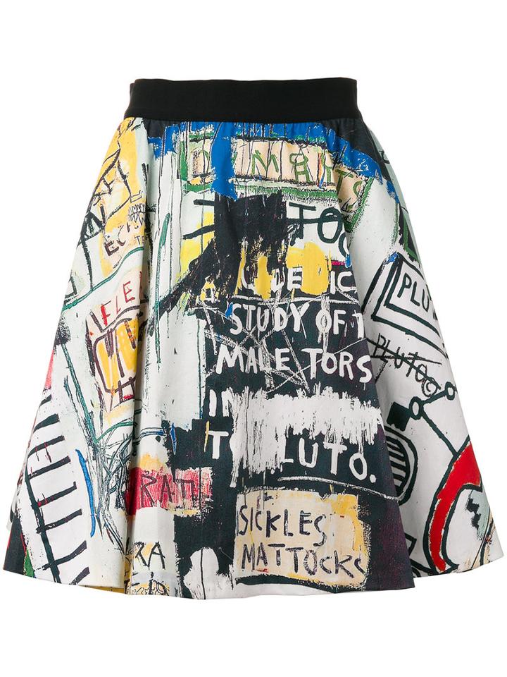 Alice+olivia Basquiat Print Pleated Skirt, Women's, Size: 10, Cotton/nylon/polyester/spandex/elastane