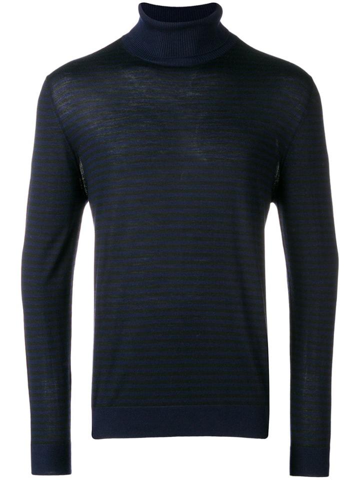 Eleventy Striped Turtleneck Pullover - Black