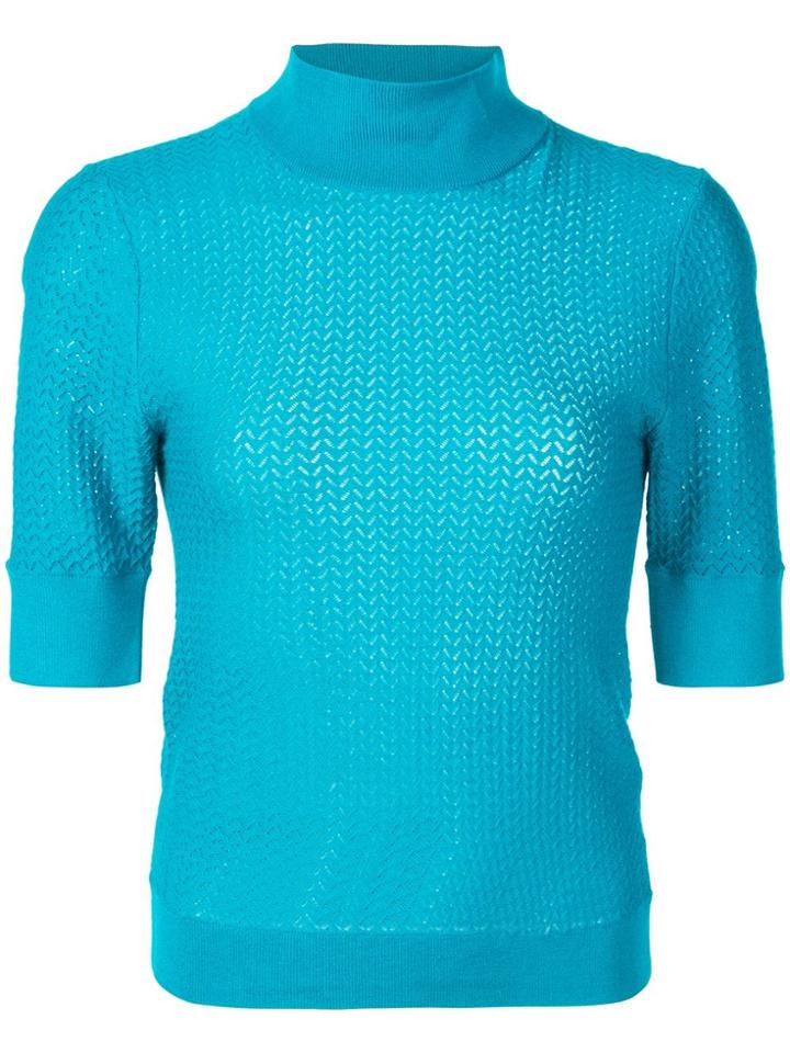 Alice+olivia Knitted Turtleneck Top - Blue