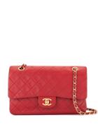 Chanel Vintage Cc Logos Double Flap Chain Shoulder Bag - Red