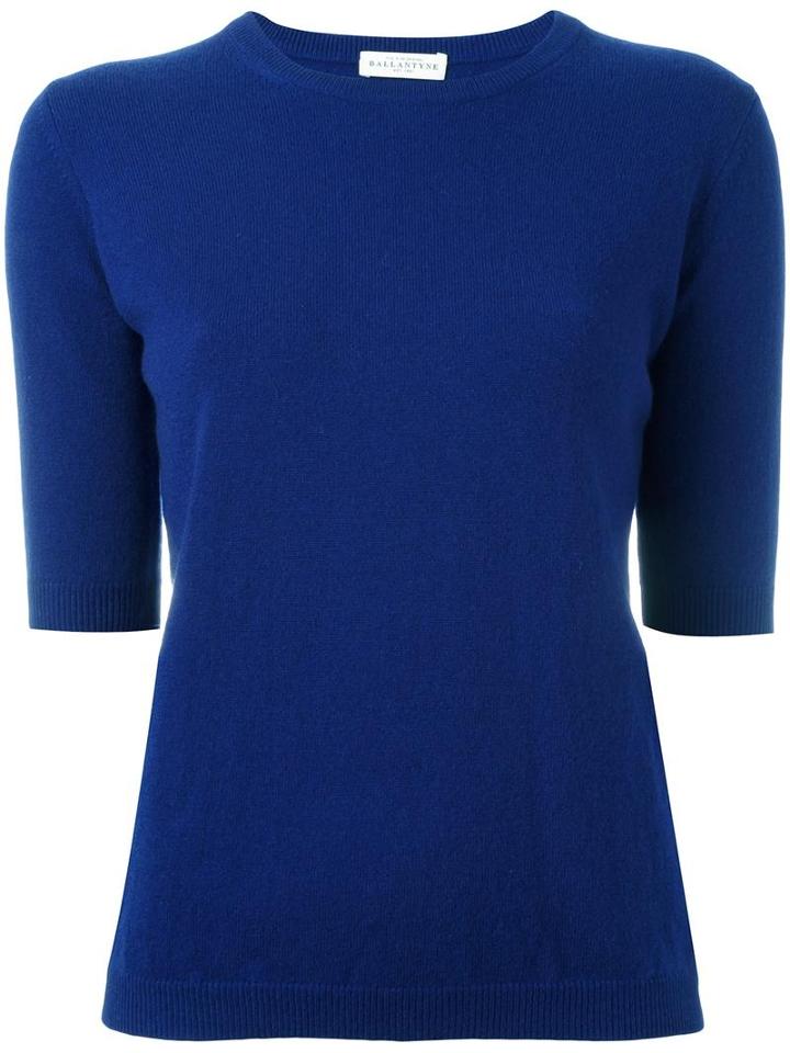 Ballantyne Short Sleeve Jumper, Women's, Size: 42, Blue, Cashmere