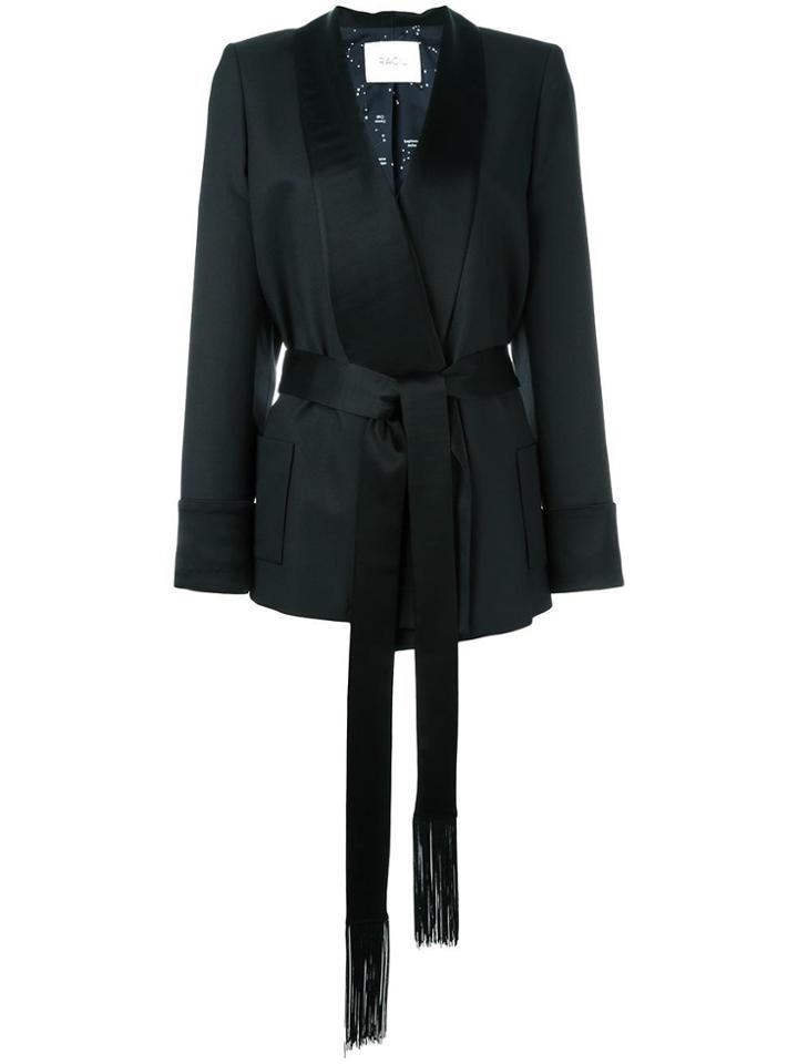 Racil Shawl Lapel Belted Jacket - Black