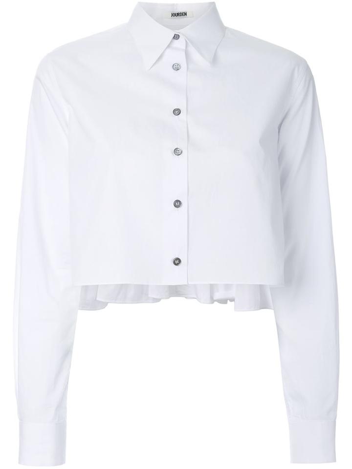 Jourden Ruffled Back Cropped Shirt, Women's, Size: 36, White, Cotton