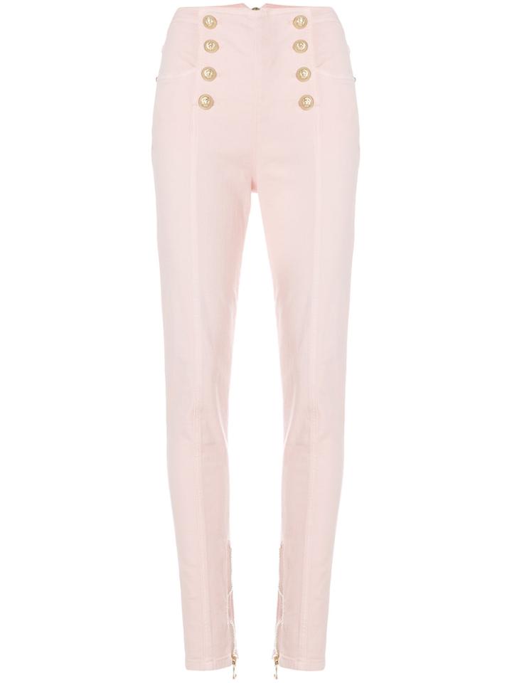 Balmain High-waisted Skinny Jeans - Pink & Purple