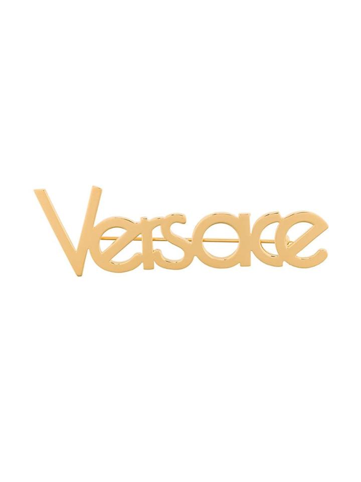 Versace Logo Brooch - Gold