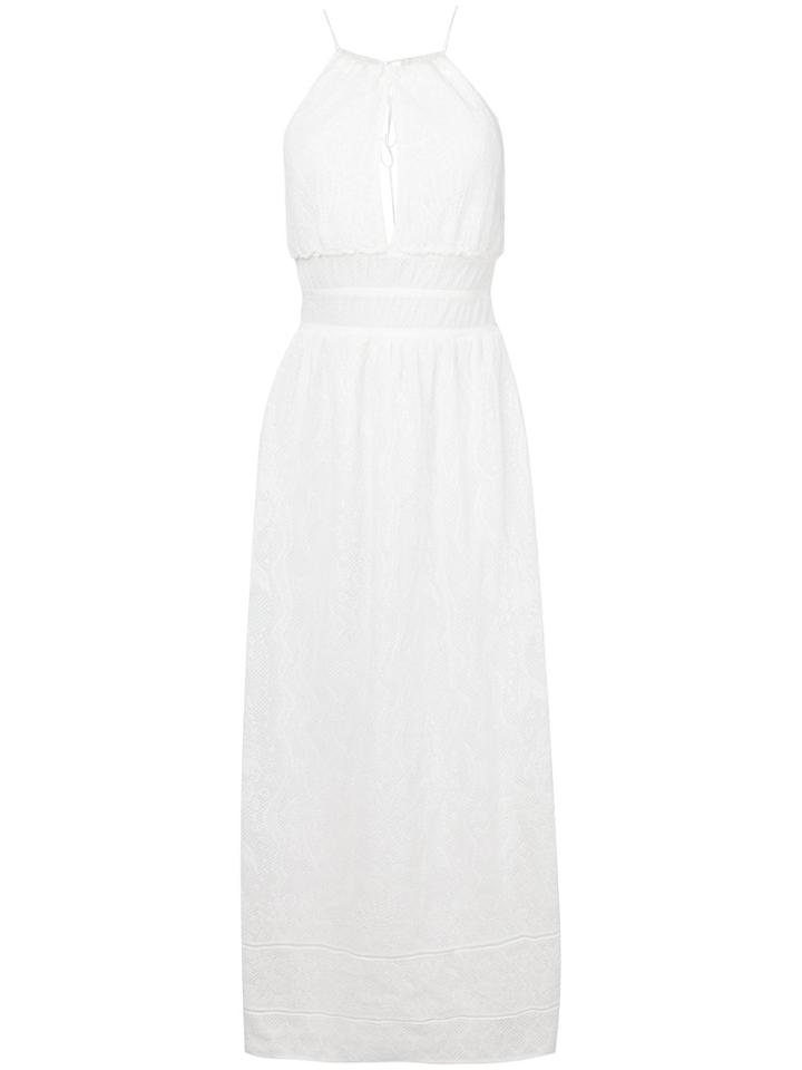 M Missoni Halterneck Long Knit Dress - White